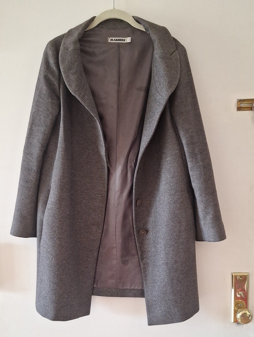 Jil Sander Grey Tailored Wool Car Coat